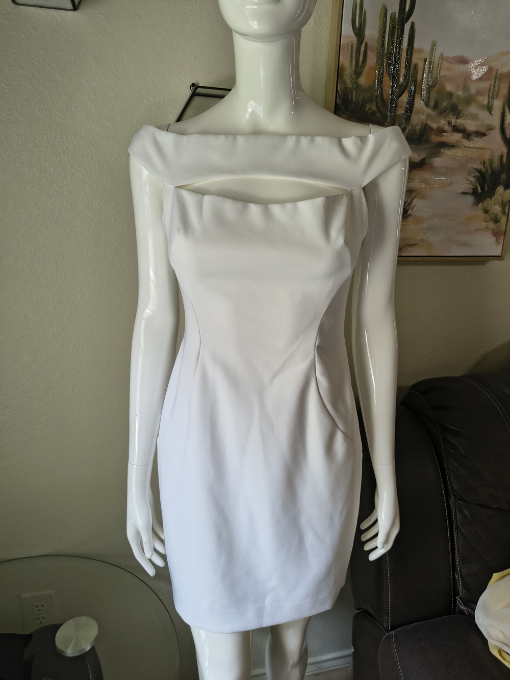 bebe White Off-Shoulder Mini Dress